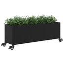 vidaXL fekete polyrattan növénytartó kerékkel/3 cseréppel 107x32x38 cm