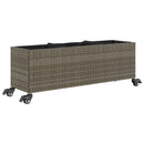 vidaXL szürke polyrattan növénytartó kerékkel/3 cseréppel 107x32x38 cm