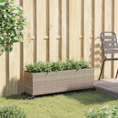 vidaXL szürke polyrattan növénytartó kerékkel/3 cseréppel 107x32x38 cm