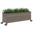 vidaXL szürke polyrattan növénytartó kerékkel/3 cseréppel 107x32x38 cm