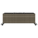 vidaXL szürke polyrattan növénytartó kerékkel/3 cseréppel 107x32x38 cm