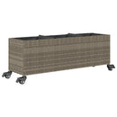 vidaXL szürke polyrattan növénytartó kerékkel/3 cseréppel 107x32x38 cm