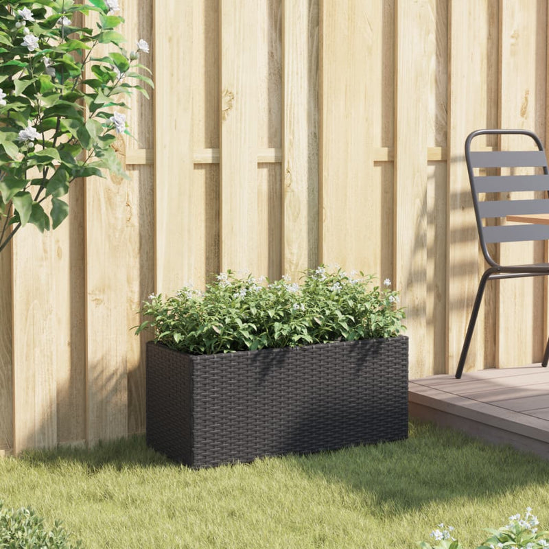 vidaXL fekete polyrattan kerti ültetőláda 2 cseréppel 72x30x32 cm