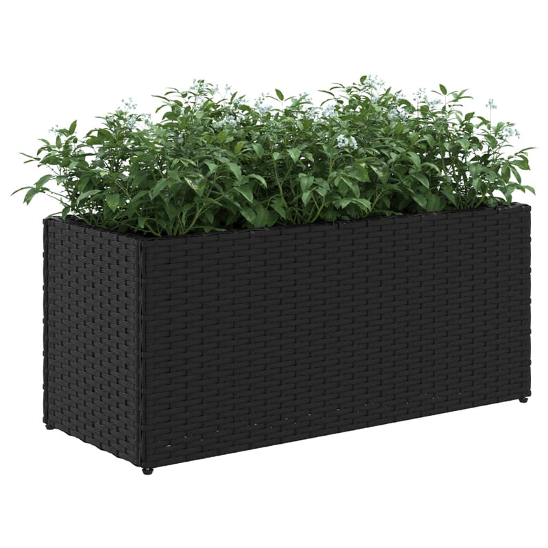 vidaXL fekete polyrattan kerti ültetőláda 2 cseréppel 72x30x32 cm