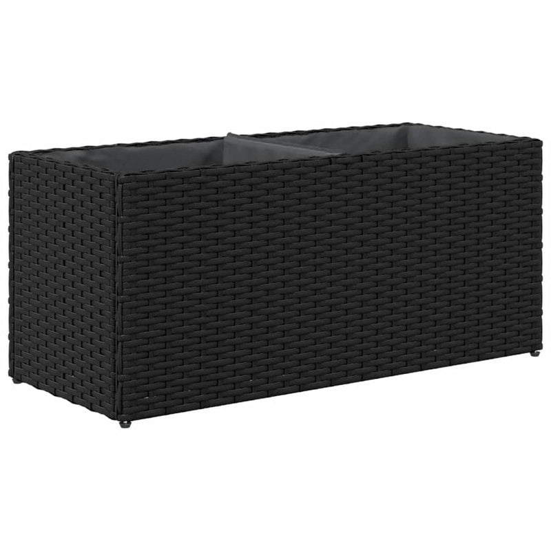 vidaXL fekete polyrattan kerti ültetőláda 2 cseréppel 72x30x32 cm