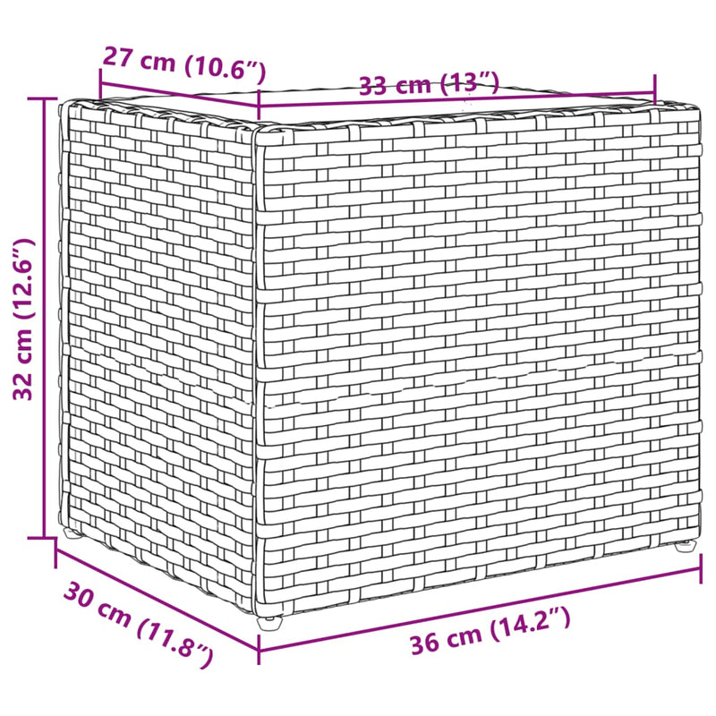 vidaXL szürke polyrattan kerti ültetőláda 36x30x32 cm