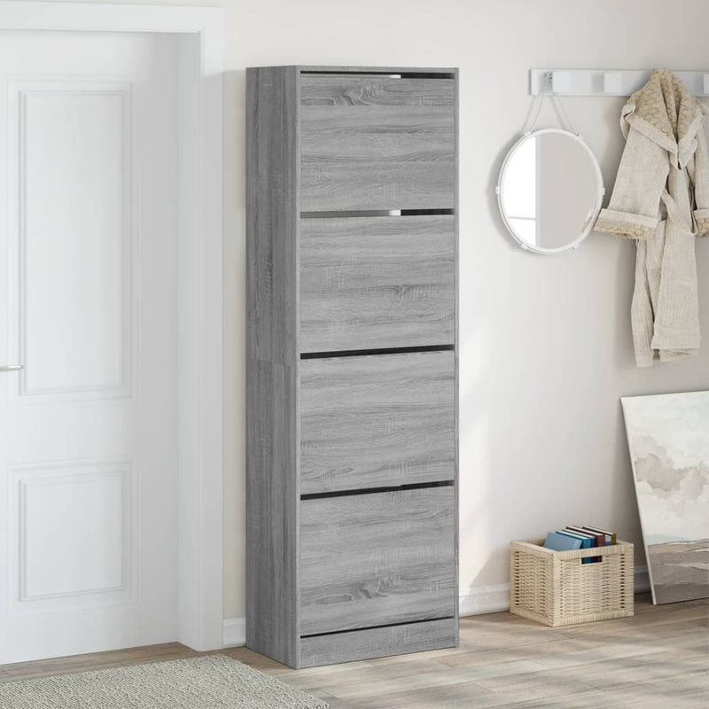 vidaXL szürke sonoma cipőszekrény 4 kihajtható fiókkal 60x34x187,5 cm