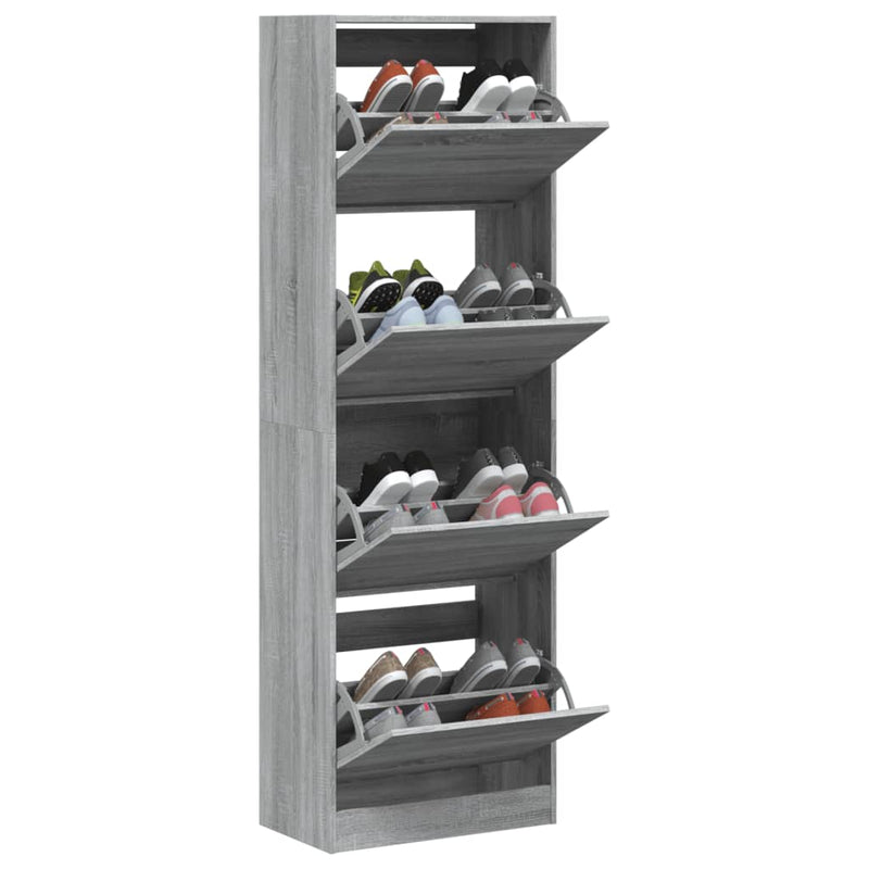 vidaXL szürke sonoma cipőszekrény 4 kihajtható fiókkal 60x34x187,5 cm