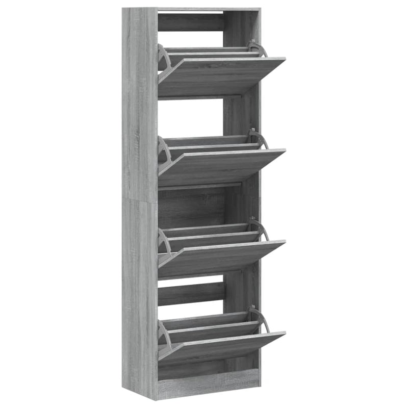 vidaXL szürke sonoma cipőszekrény 4 kihajtható fiókkal 60x34x187,5 cm