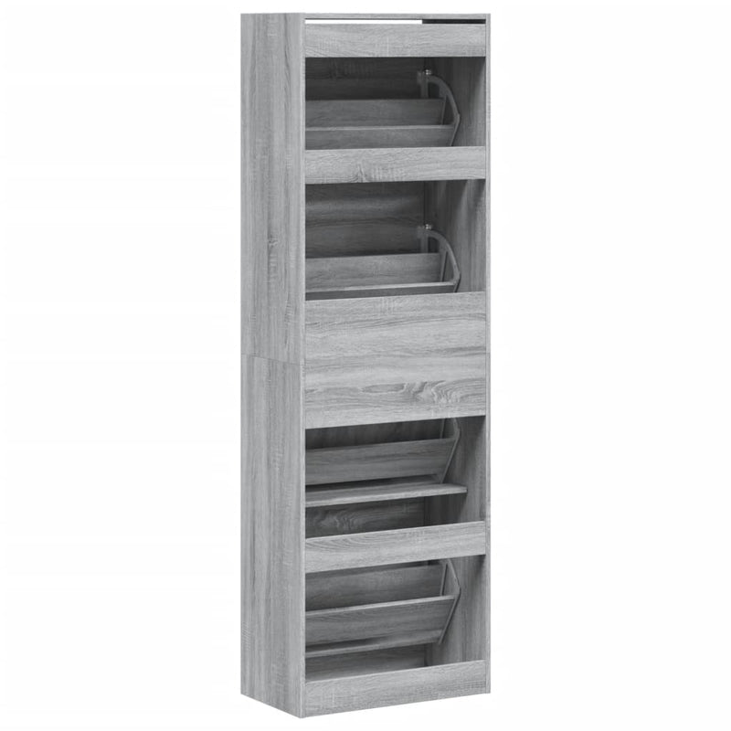 vidaXL szürke sonoma cipőszekrény 4 kihajtható fiókkal 60x34x187,5 cm