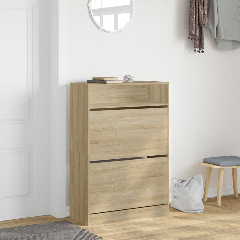vidaXL sonoma tölgy cipőszekrény 2 kihajtható fiókkal 80 x 34 x 116 cm