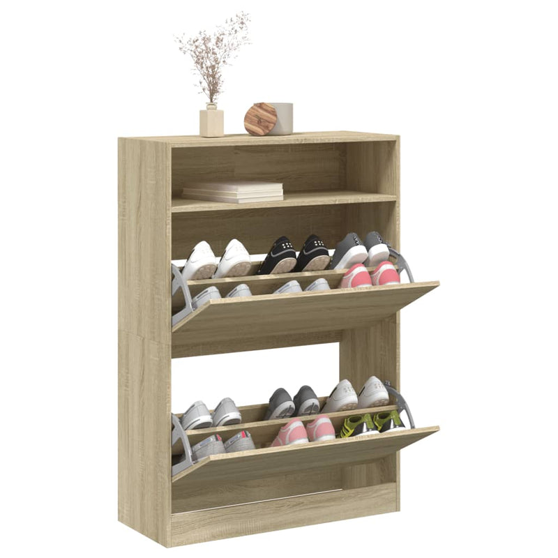 vidaXL sonoma tölgy cipőszekrény 2 kihajtható fiókkal 80 x 34 x 116 cm