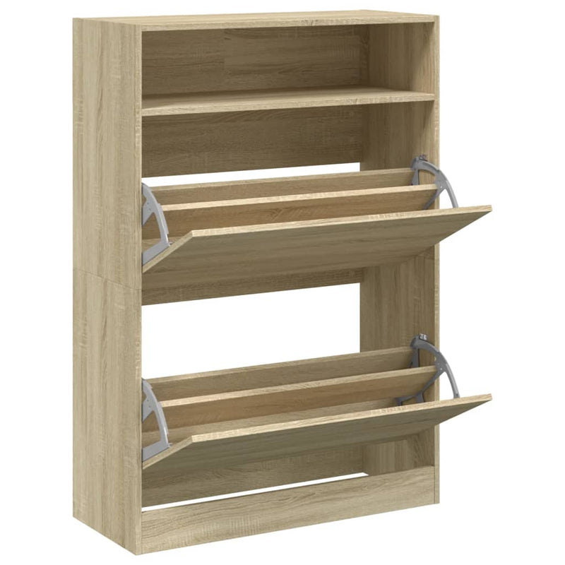 vidaXL sonoma tölgy cipőszekrény 2 kihajtható fiókkal 80 x 34 x 116 cm