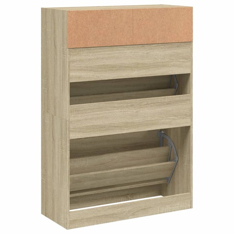 vidaXL sonoma tölgy cipőszekrény 2 kihajtható fiókkal 80 x 34 x 116 cm