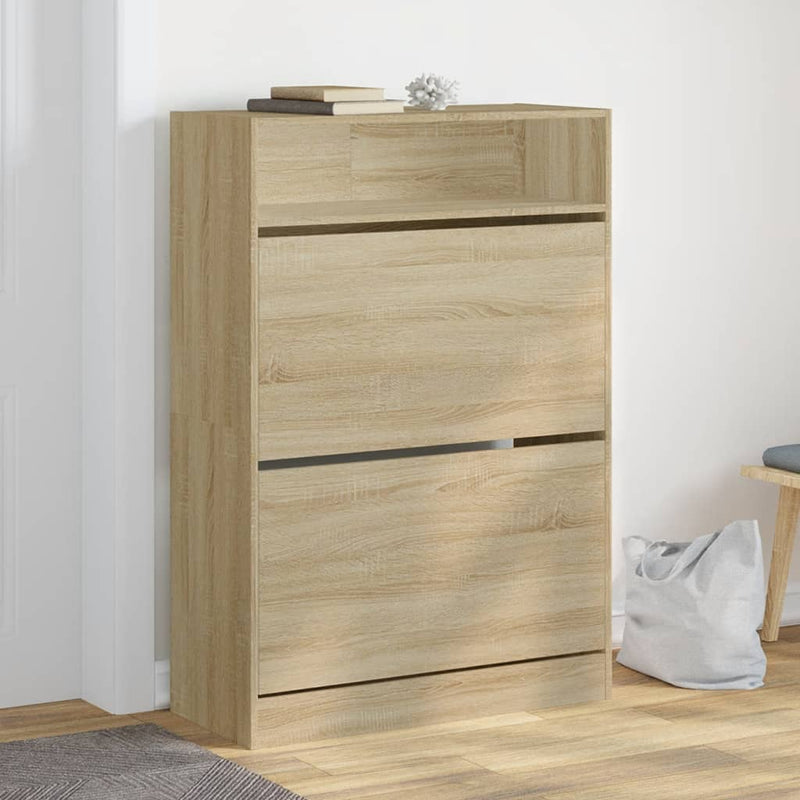 vidaXL sonoma tölgy cipőszekrény 2 kihajtható fiókkal 80 x 34 x 116 cm