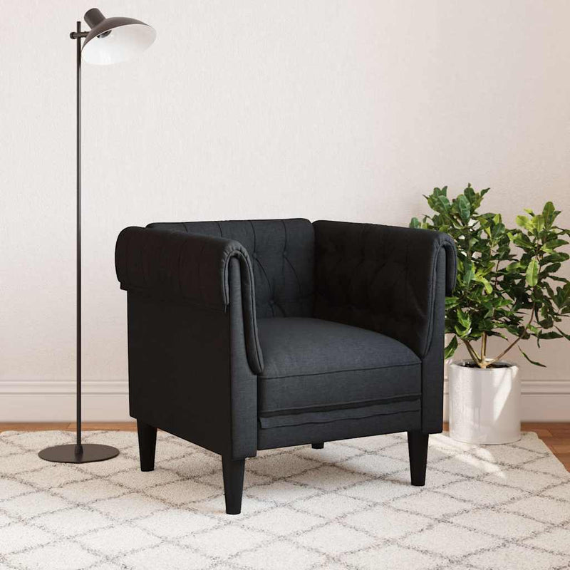 vidaXL fekete szövet Chesterfield kanapé
