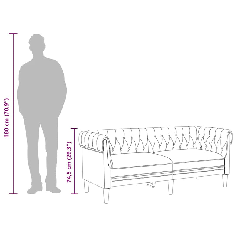 vidaXL 2 személyes világosszürke szövet Chesterfield kanapé