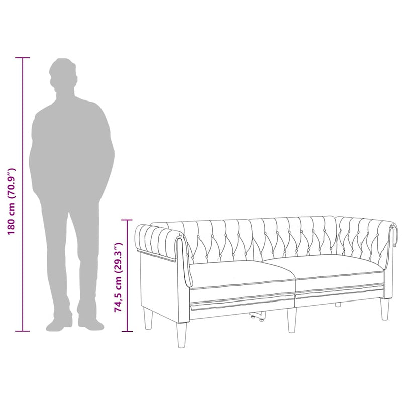 vidaXL kék 2 személyes szövet Chesterfield kanapé