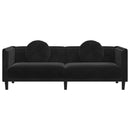 vidaXL fekete bársony 3 személyes kanapé párnákkal