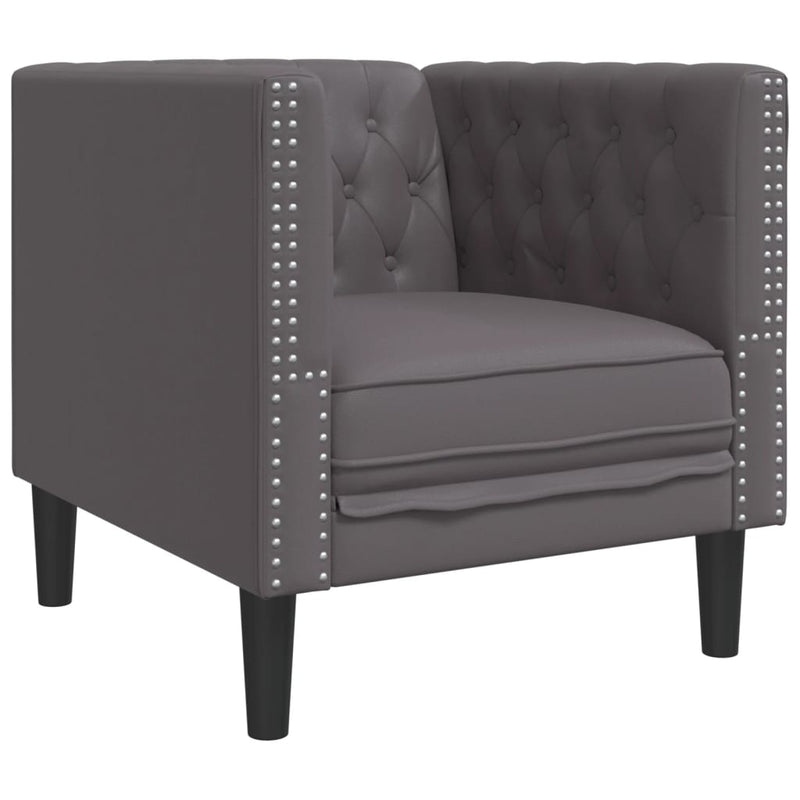 vidaXL szürke műbőr Chesterfield kanapéfotel