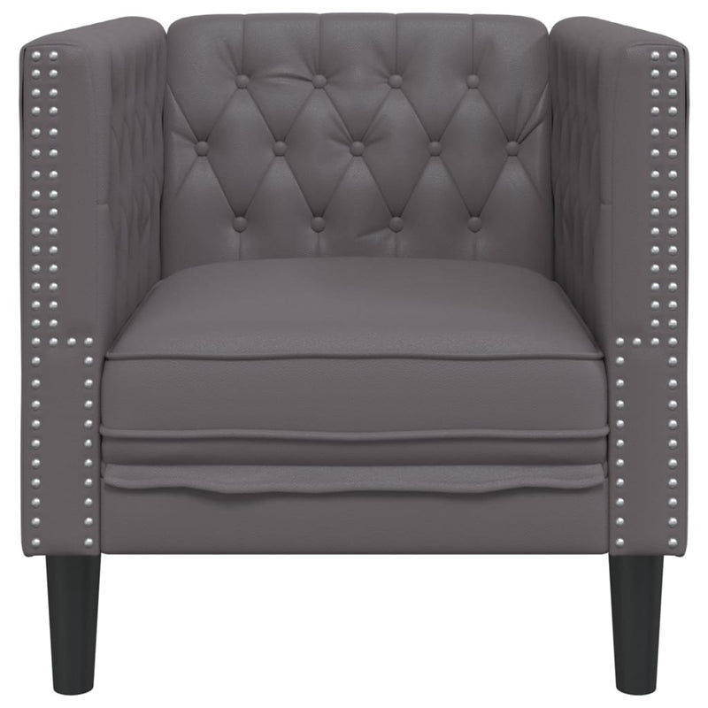 vidaXL szürke műbőr Chesterfield kanapéfotel