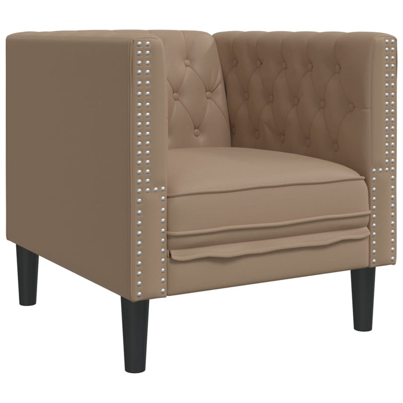 vidaXL kávészínű műbőr Chesterfield kanapéfotel