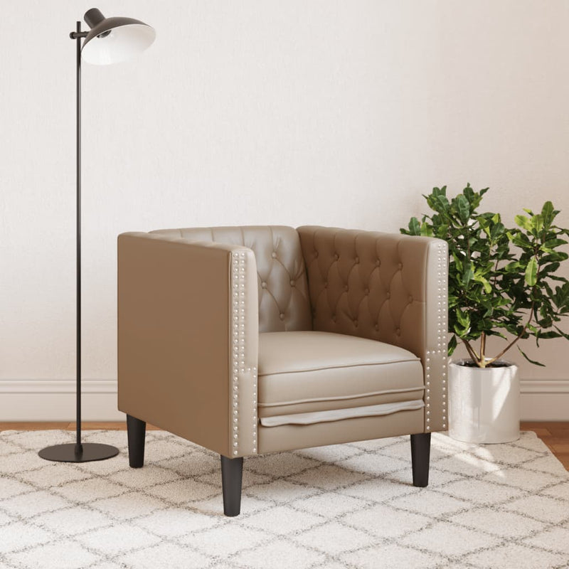 vidaXL kávészínű műbőr Chesterfield kanapéfotel