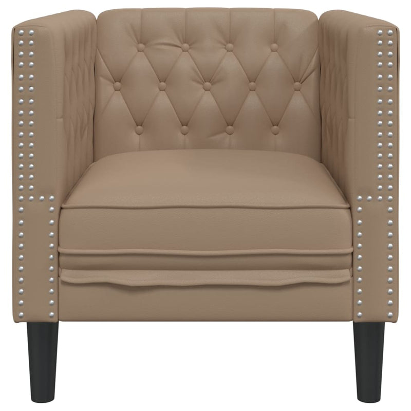 vidaXL kávészínű műbőr Chesterfield kanapéfotel