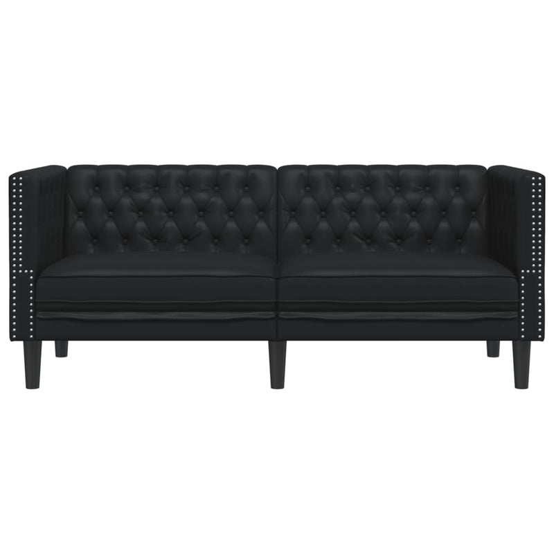 vidaXL 2 személyes fekete műbőr Chesterfield kanapé