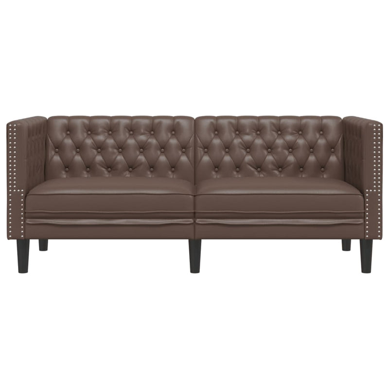 vidaXL 2 személyes barna műbőr Chesterfield kanapé