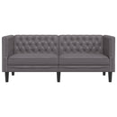 vidaXL 2 személyes szürke műbőr Chesterfield kanapé