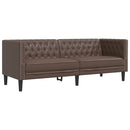 vidaXL 3 személyes barna műbőr Chesterfield kanapé