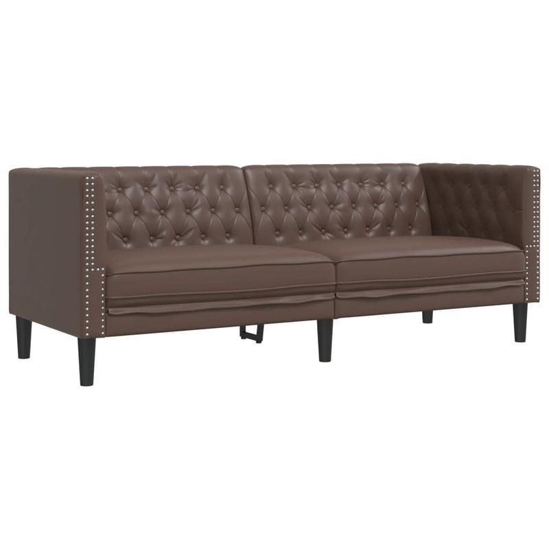 vidaXL 3 személyes barna műbőr Chesterfield kanapé
