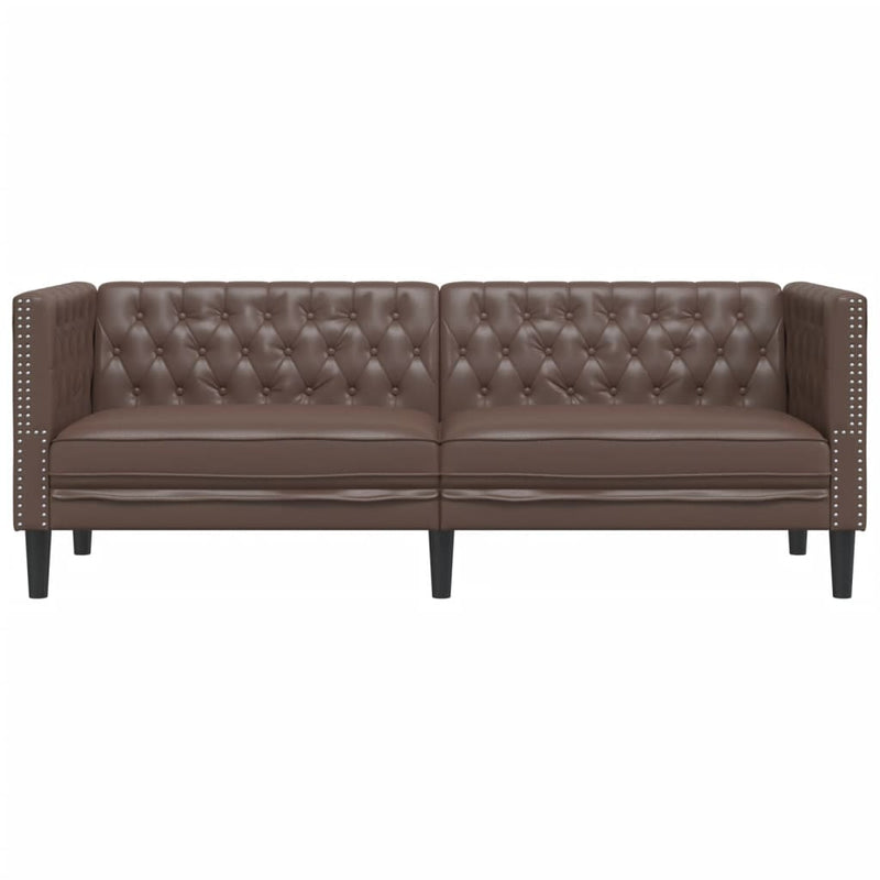vidaXL 3 személyes barna műbőr Chesterfield kanapé