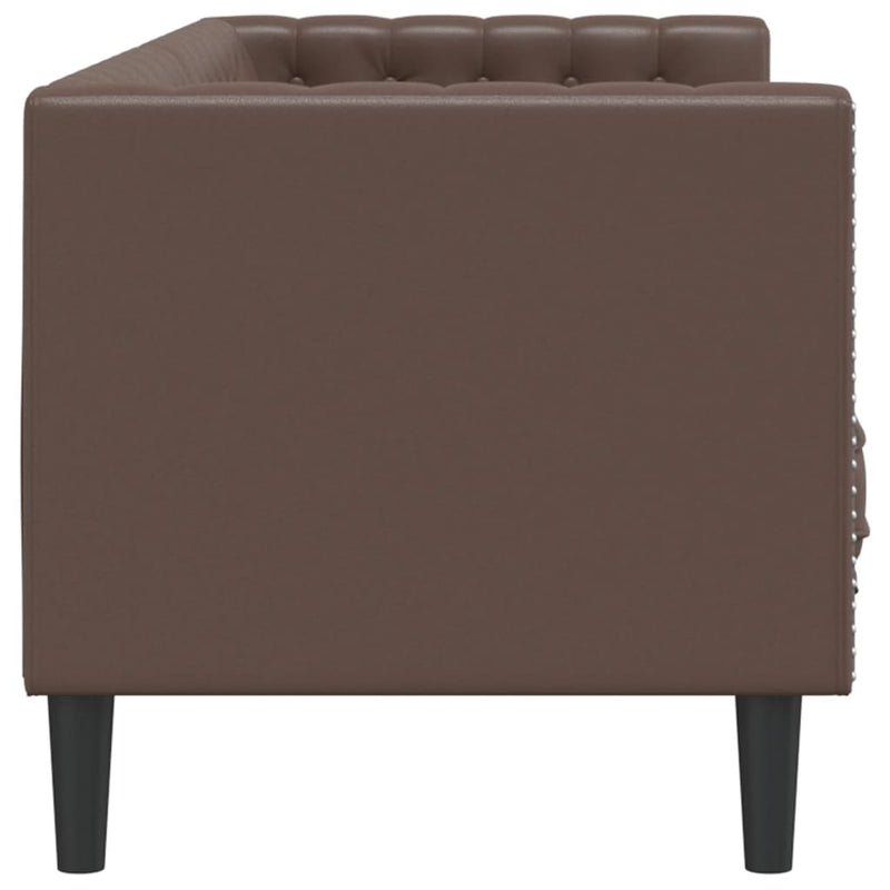 vidaXL 3 személyes barna műbőr Chesterfield kanapé