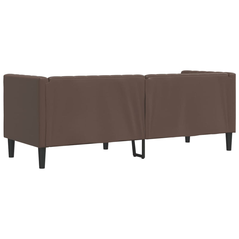 vidaXL 3 személyes barna műbőr Chesterfield kanapé