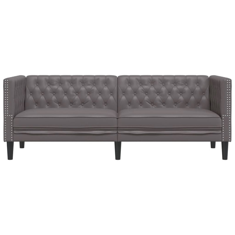 vidaXL 3 személyes szürke műbőr Chesterfield kanapé