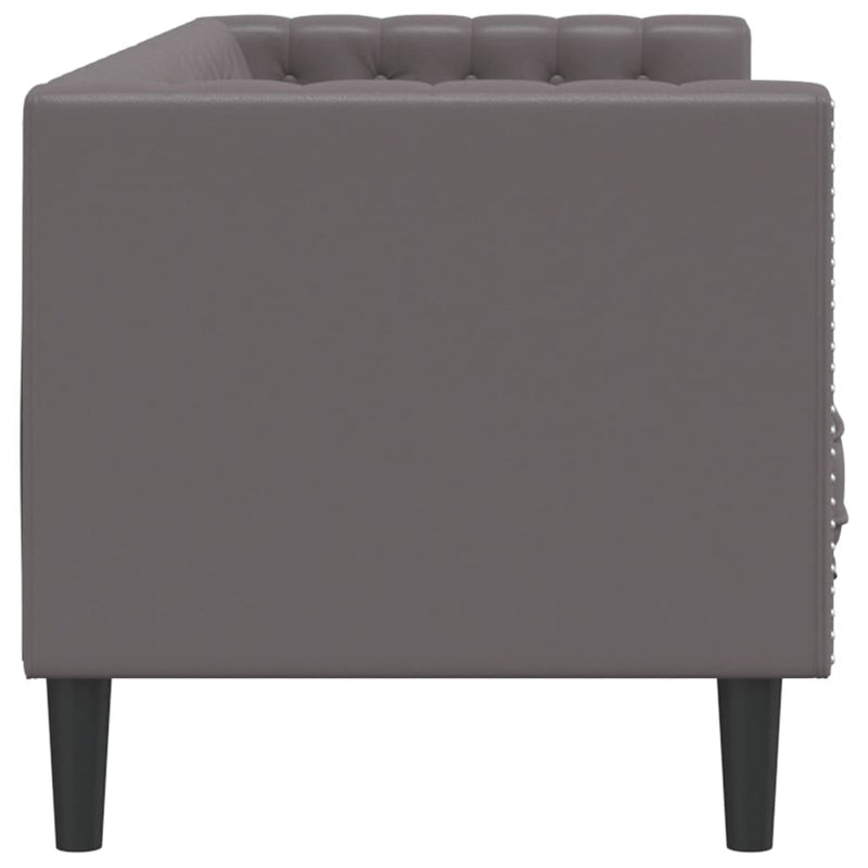 vidaXL 3 személyes szürke műbőr Chesterfield kanapé