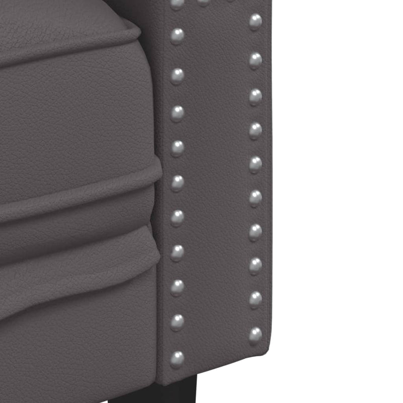 vidaXL 3 személyes szürke műbőr Chesterfield kanapé