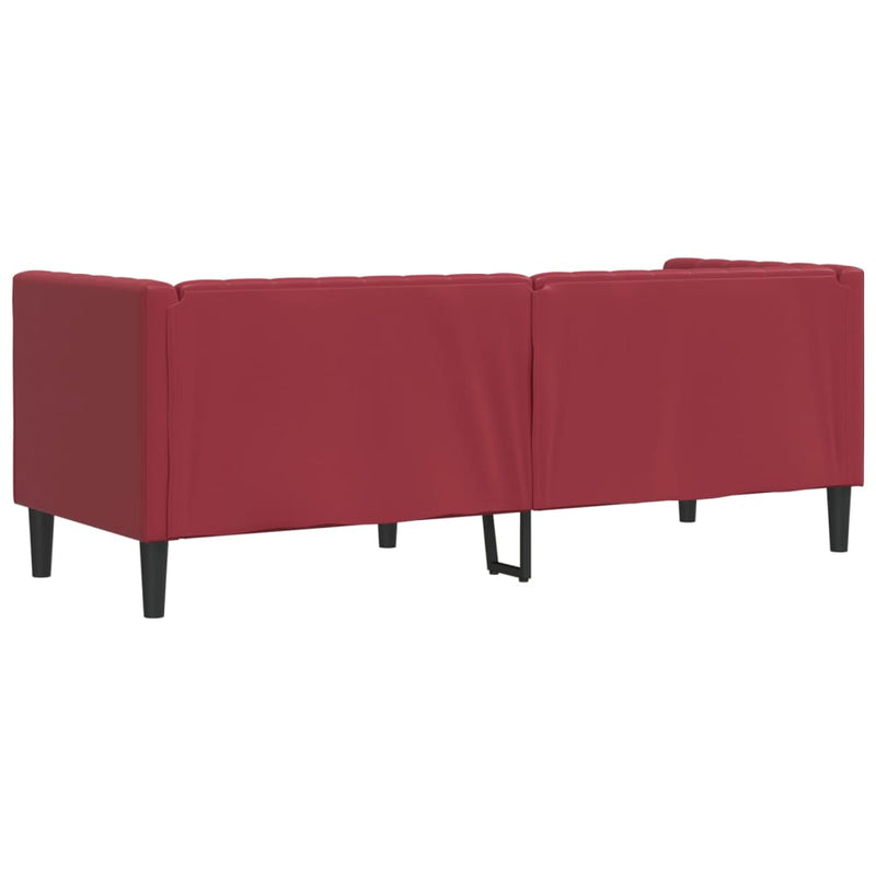 vidaXL 3 személyes bordó műbőr Chesterfield kanapé