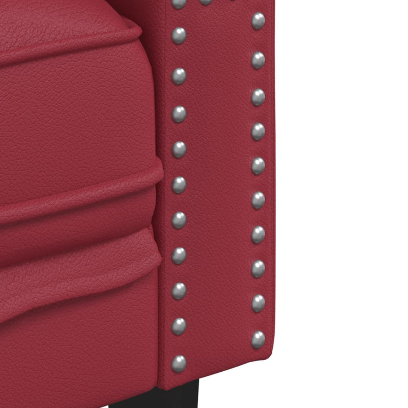 vidaXL 3 személyes bordó műbőr Chesterfield kanapé