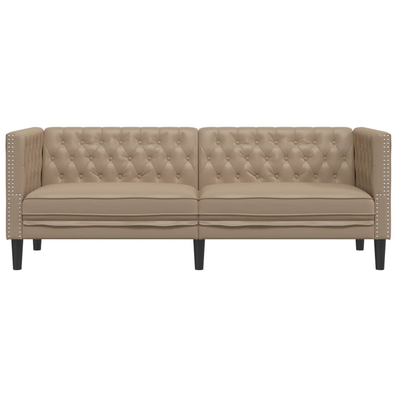 vidaXL 3 személyes kávészínű műbőr Chesterfield kanapé
