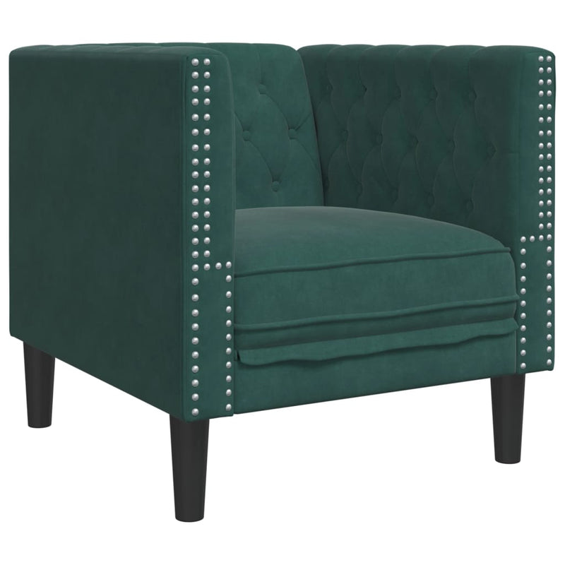 vidaXL sötétzöld bársony Chesterfield kanapéfotel