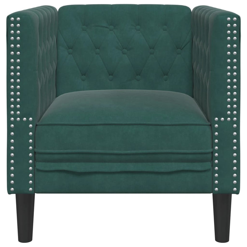 vidaXL sötétzöld bársony Chesterfield kanapéfotel