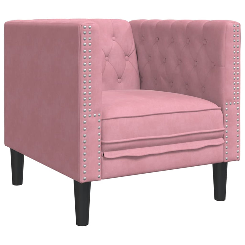 vidaXL rózsaszín bársony Chesterfield kanapéfotel