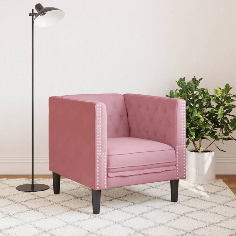 vidaXL rózsaszín bársony Chesterfield kanapéfotel