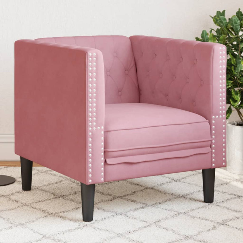 vidaXL rózsaszín bársony Chesterfield kanapéfotel
