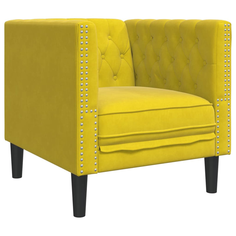 vidaXL sárga bársony Chesterfield kanapéfotel