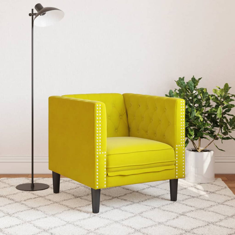 vidaXL sárga bársony Chesterfield kanapéfotel