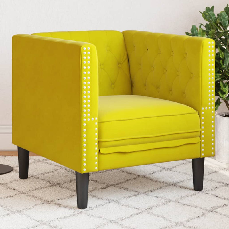 vidaXL sárga bársony Chesterfield kanapéfotel